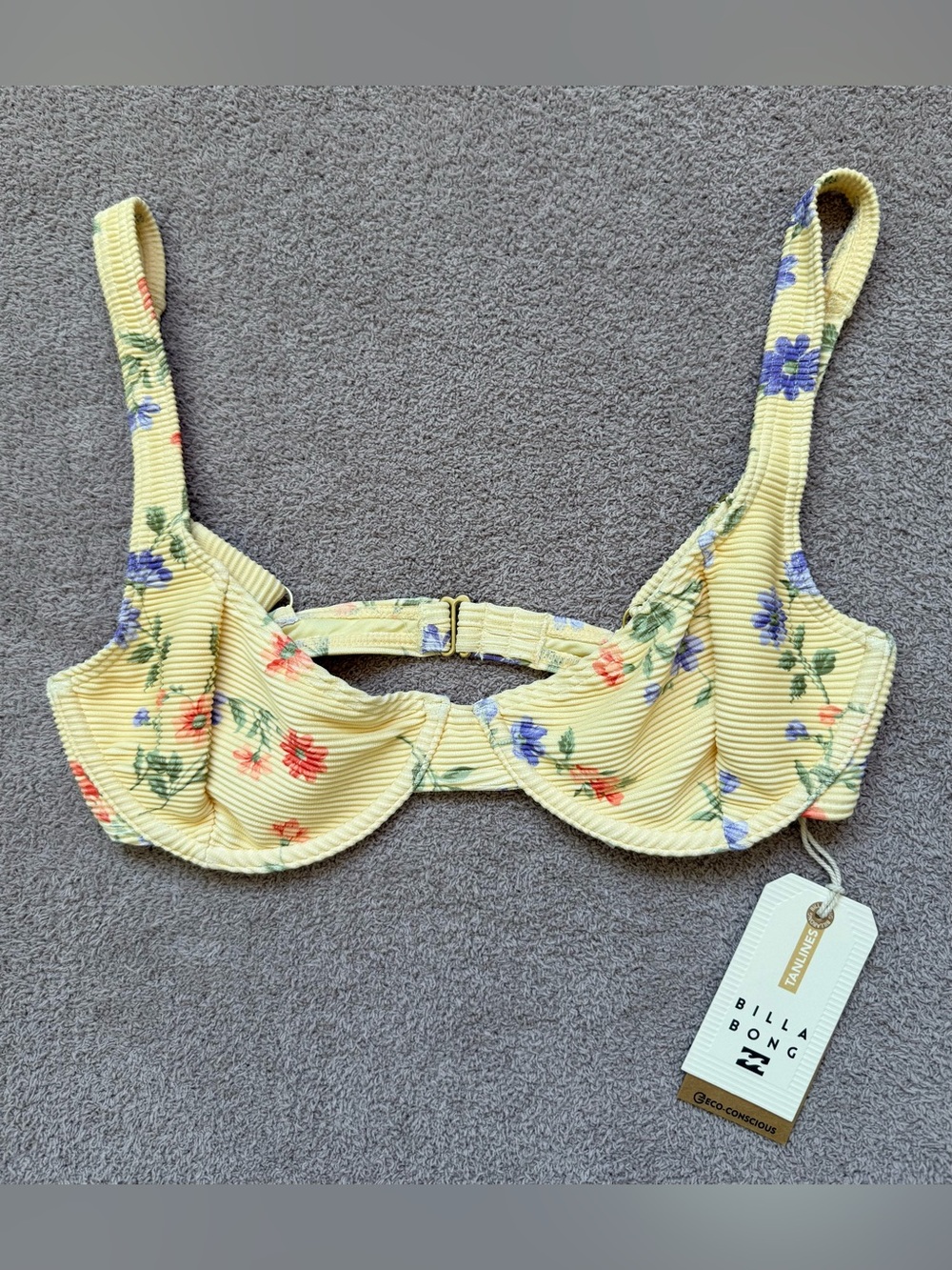 NEW - Billabong - Kismet Georgia Ribbed Underwire Bikini Swim Bra - YELLOW - Picture 2 of 8